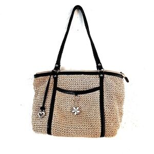 Brighton Women's Tote with Black Trim | Floral Lining Summer Purse